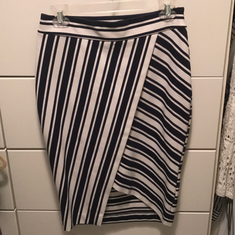 Blue and white tight stripe skirt